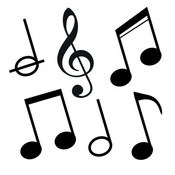 Music notes icons isolated over white background. Musical vector icons for websites, musical apps and decoration purposes