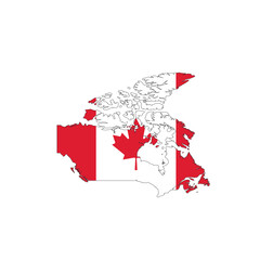 Canada national flag in a shape of country map