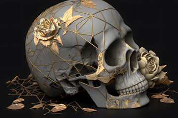 skull 3d render digital art decoration illustration