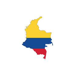 Obraz premium Colombia national flag in a shape of country map
