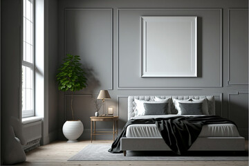 Naklejka na ściany i meble Frame mockup in modern classic living room interior background, 3D render, Generative AI