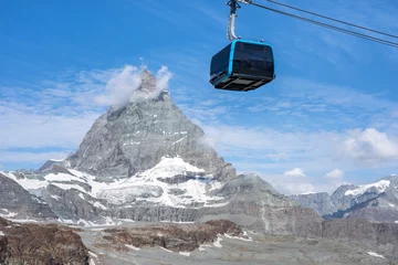 Tuinposter New cable car to Matterhorn glacier paradise, Zermatt, Switzerland © robertdering