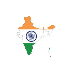 India national flag in a shape of country map