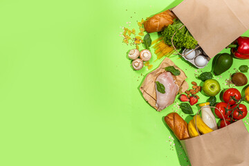 Shopping healthy food background