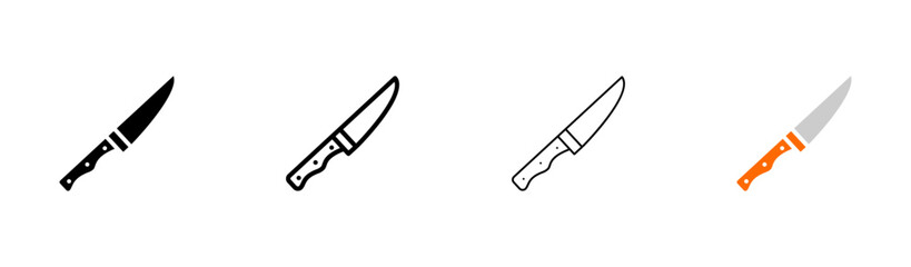 Kitchen knife line icon. Sharp knife for slicing and cooking. Cook, canteen, carving knife, chopper. Eating concept. Vector icon in line, black and colorful style on white background