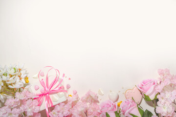 Fototapeta premium Spring holiday background with flowers