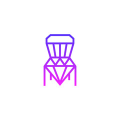Fototapeta premium Chair combination with diamond. Linear logo design.