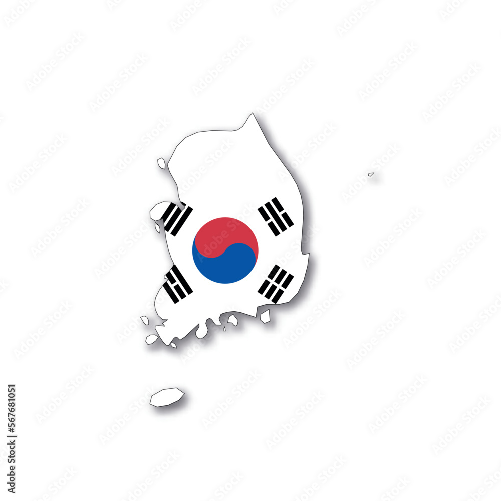 Wall mural south korea national flag in a shape of country map - Wall murals