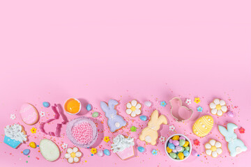 Obraz na płótnie Canvas Cute pink Easter baking background