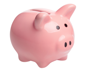 Pink piggy bank cut out