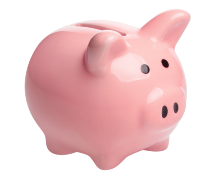 Pink piggy bank cut out - Powered by Adobe