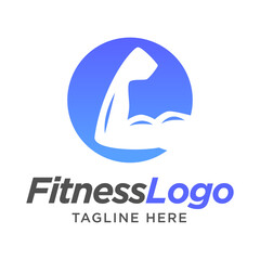Gym logo, fitness logo, Logo template with the image of a muscular arm