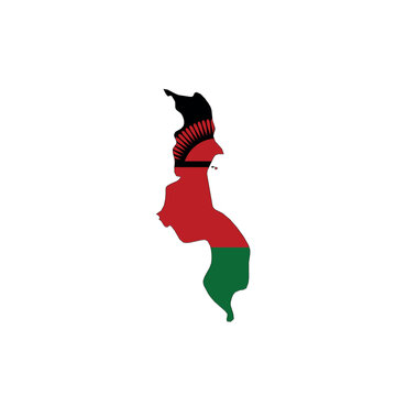 recommend clip art: Malawi national flag in a shape of country map
