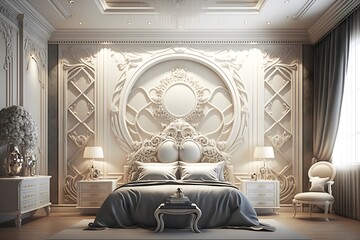 Ornate bedroom home interior luxury created with AI