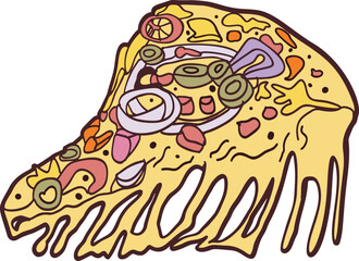Peace of pizza. Vector illustration
