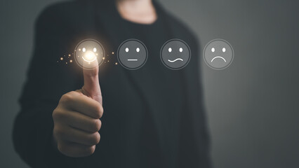 Customer rate their satisfaction ranking for experience review survey.