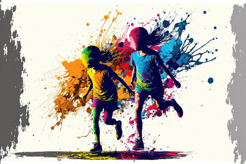 Obraz na płótnie Canvas Happy Kids colorful artwork/painting 