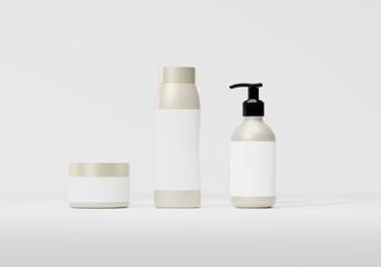 3d render three jars on a white background, advertising cosmetics, soaps, creams. Skin care