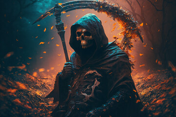 Death with the face of skull - Grim reaper - the death itself - Generative AI