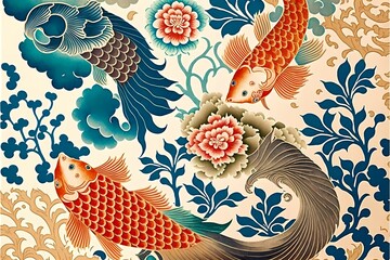 Illustration of a Japanese Pattern Illustration Design