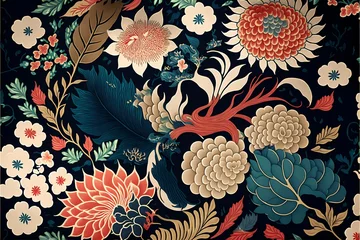 Fotobehang Illustration of a Japanese Pattern Illustration Design © arlila