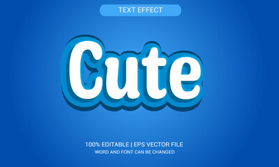 Cute 3d text effect, typography design