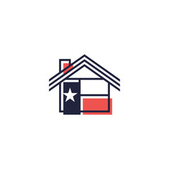 A House Home Property with Texas Flag Logo Design Vector