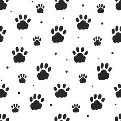 Fototapeta na wymiar Seamless pattern with paws. Illustration on transparent background