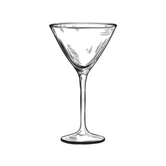 Hand drawn cocktail glass. Illustration on transparent background