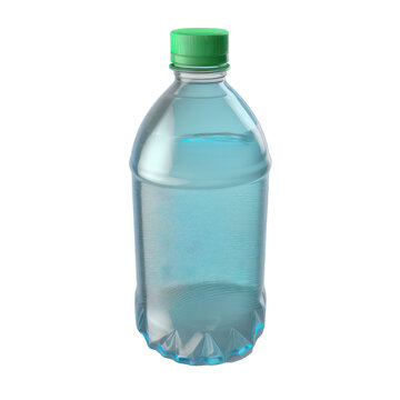 Bottle of water on transparent background. Short bottle of water. 3d render illustration. Generative AI.