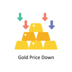 Gold Price Down vector Flat Icons. Simple stock illustration stock illustration