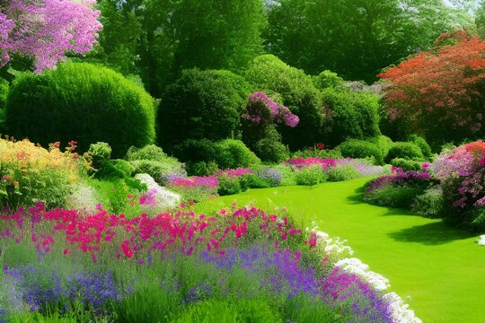 flowering summer garden - generative ai
