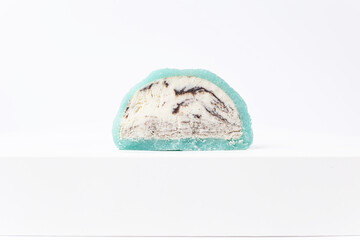 Delicious mochi on a white background, close-up. Traditional Japanese dessert
