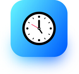 Clock icon in square gradient colors. Analog time signs illustration.