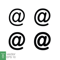 Fototapeta premium Arroba sign icon set. Email address symbol concept with different line thickness styles. Vector illustration design collection isolated on white background. EPS 10.