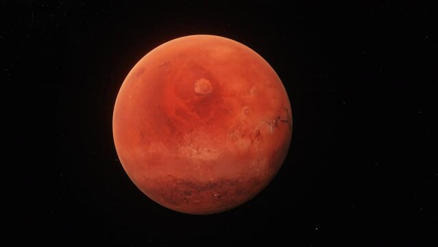 Concept 7-U1 View of the realistic planet mars with atmosphere and stars.