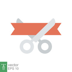 Grand opening icon. Simple flat style for web and mobile app design element. Open, ribbon, cut, scissor, inauguration, ceremony concept. Vector illustration isolated. EPS 10.