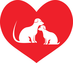 Cute mother dog with her puppy