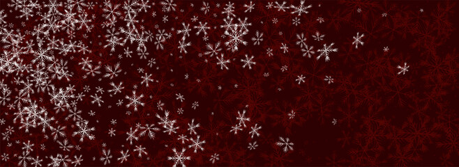 Golg Snowflake Vector Panoramic Red Background.