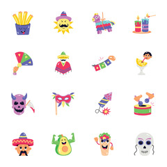 Fototapeta premium Pack of Mexican Culture Flat Stickers