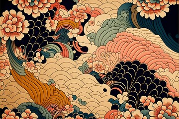 japanese colorful pattern design Illustration