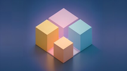 abstract colorful cube,on dark background,Generative AI