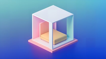 colorful cube on blue background,Generative AI