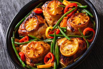 honey mustard lemon chicken thighs with veggies