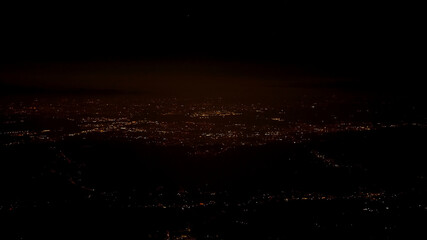 View of Naples at night from an airplane.