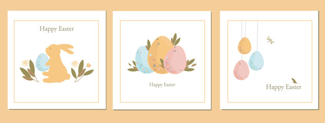 Set of decorative Easter cards. happy easter. Greeting cards for the holiday.
