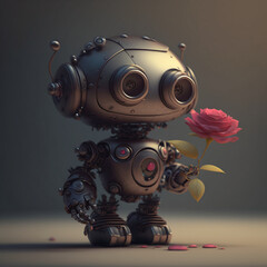 robot love flower created with Generative AI