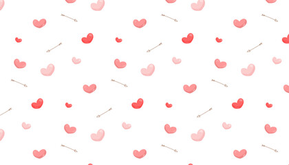 Seamless pattern with hearts and arrows. Vector flat illustration. Happy Valentine's Day.