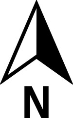 Basic North Arrow Mark Sign Symbol Icon for Map Orientation. Vector Image.