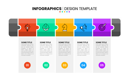 Infographic template. Puzzle with 5 steps and icons